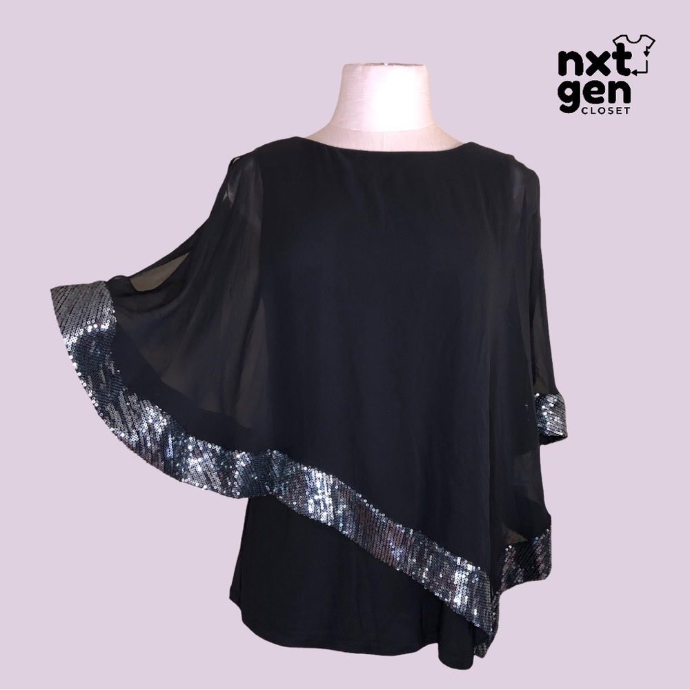 🔥NWT🔥 MSK Women’s Sequined Asymmetrical Blouse